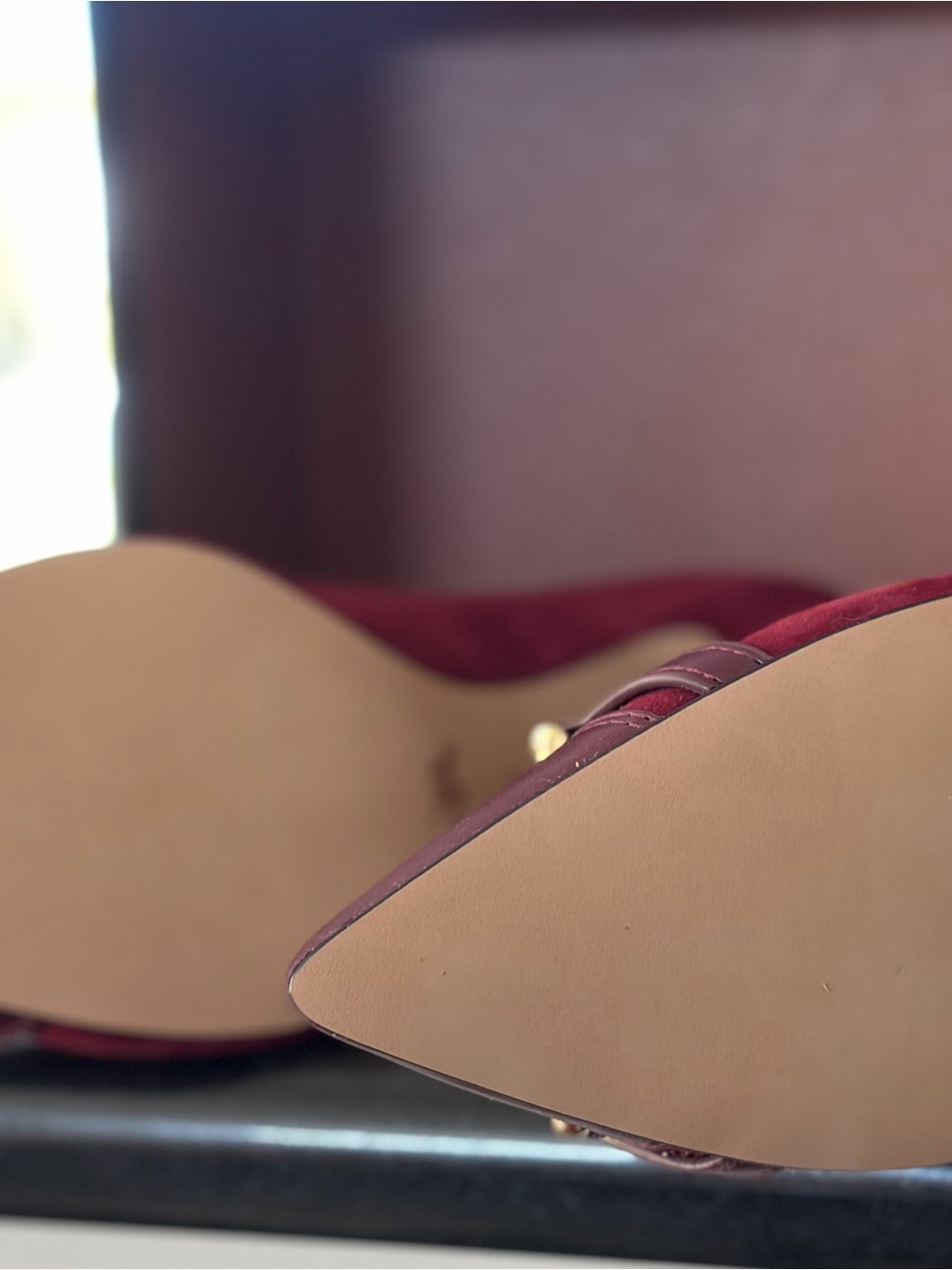 Coach Lauri Lux Suede Pumps Burgundy - Picture 5 of 9
